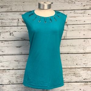 NEW INC Mariner Sleeveless Lace Up Top Size Small